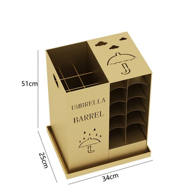 카페우산꽂이 우산 거치대 신발장 우산꽂이 2 수납대 아이디어 회사 우구보관대 신기호텔 로비통 상용, 03 골드통【12지장+10단점을 지적하다】
