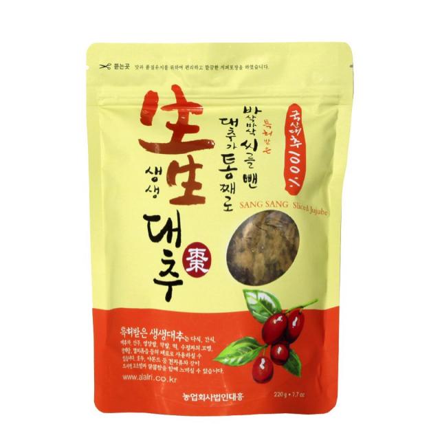 생생대추슬라이스 220g 대추과자 대추채 건대추칩 ZN2+5I4507.9mM, 다반사 1