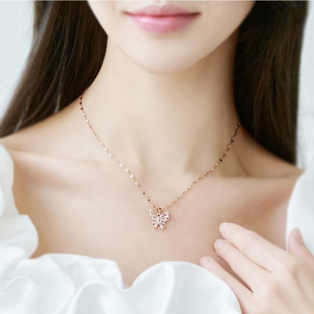 노이드비 써지컬스틸 나비 크리스탈 큐빅 청순 체인목걸이 2컬러