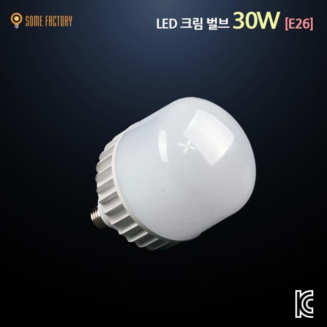 씨티 LED 크림벌브 30W E26 소모갈 확산형 보안등 주광색 전구색 호박등 공장등, 1개