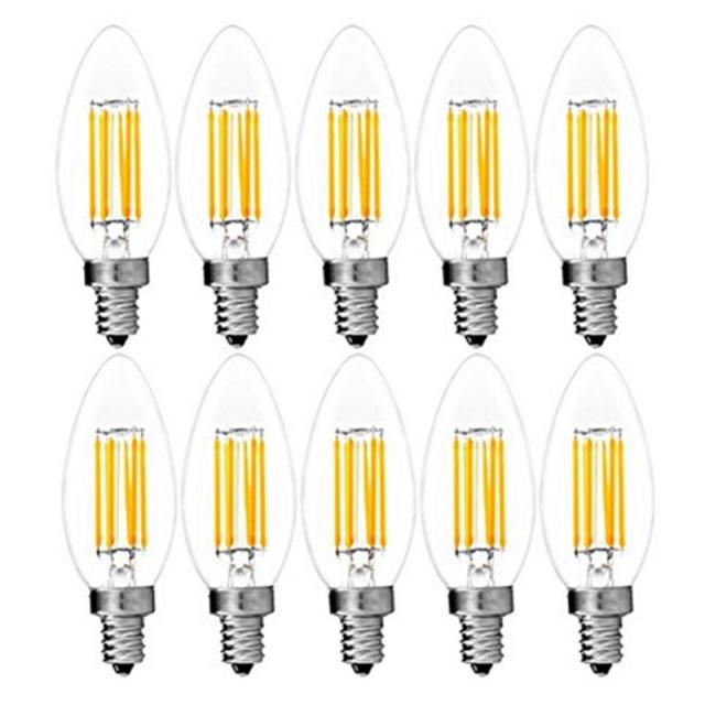 10 개/몫 C35 Led 필 라 멘 트 빛 4 W 6 W 디 밍이 가능한 Led 에디슨 전구 C35l 촛불 전구 따뜻한 콜드 컬러 레트로 골동품 Ac220 240v 차가운 흰색_2 4w C35_1 아니다_2