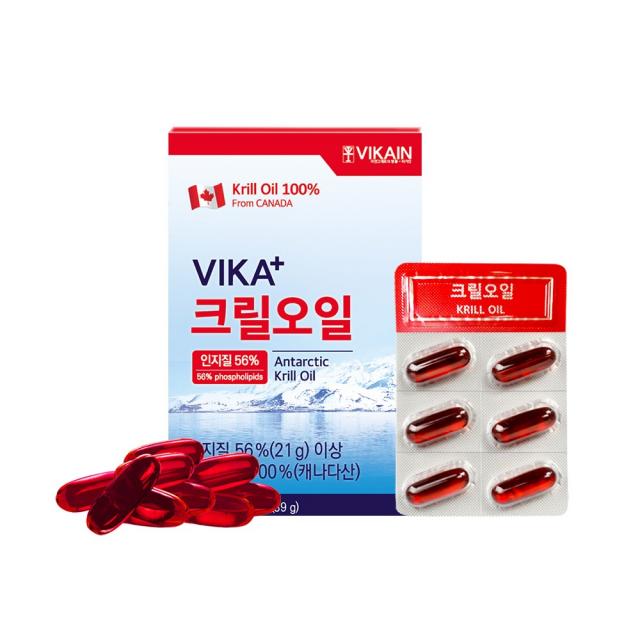 비카인 남극크릴오일 인지질 56% 이상 오메가 다량함유 1300mg 30캡슐 (아스타잔틴 다량함유), 1개입