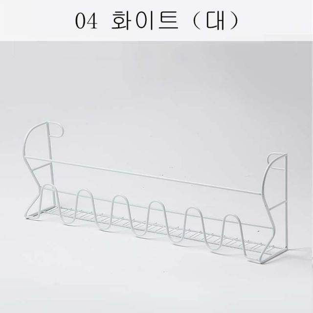 HY 철제 벽걸이 간이 문간 공간을 절약하고 구멍 뚫지 않는 화장실 슬리퍼 틀 숙소 신기 이층 신발장XT09 A28, 04 화이트（대）
