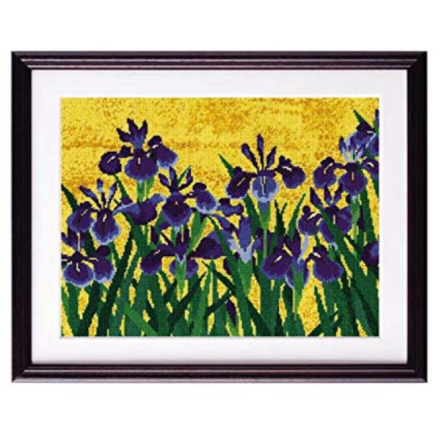 무 빠스 제 면사 크로스 스티치 자수 키트 일본의 아름다움 명작 선 야츠 하시 병풍보다 오가타 고린 작 베이지 7188, 단일상품