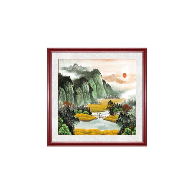 거실 밝은 해가 동쪽에서 떠오르다 현관 인테리어그림 행운이 찾아들다 국화 산수화 응접실이 있다 풍수 서화 4087574234, 85*85, ga2019 와인레드 테 필요로 함 커피테 친 비