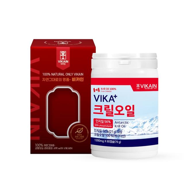 비카인 남극크릴오일 인지질 56% 이상 오메가 다량함유 1300mg 60캡슐 (아스타잔틴 다량함유), 1개입