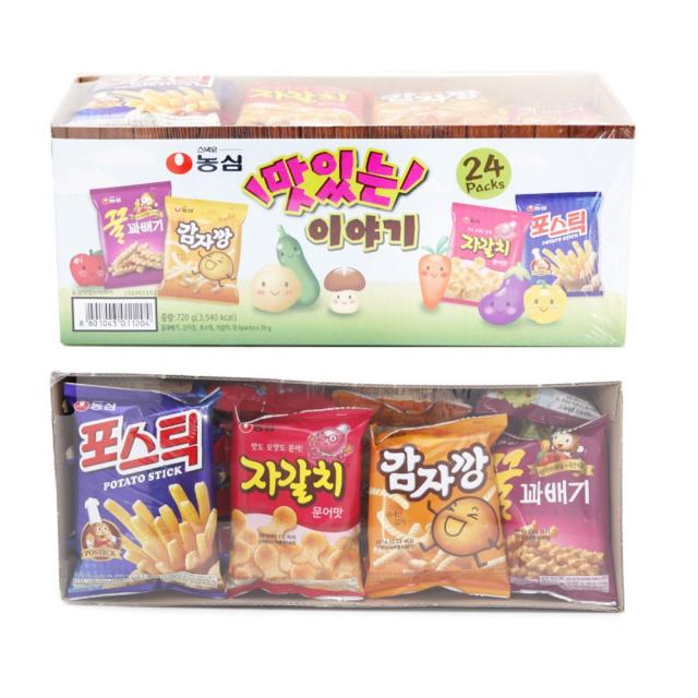 과자세트 농심 맛있는 이야기 오리온 only 생감자 크라운 스낵박스 3종 모음 과자 선물세트, 24개입, 01. 농심 맛있는 이야기