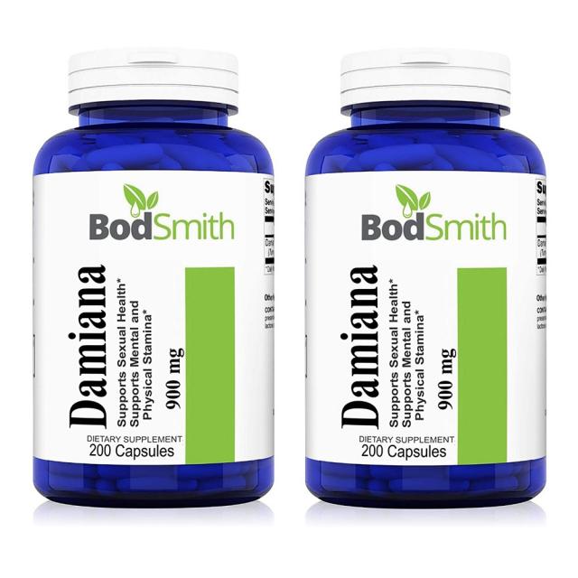 BodSmith (2병) 보드스미스 프리미엄 다미아나 Damiana 450mg 200캡슐(병당 약3개월), 1mg, 2개