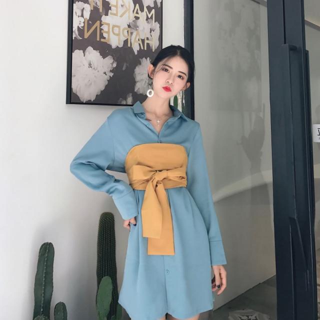 위파인더 가을 여성 sukol 소녀의 상큼한 심기 스커트 디자인 항구적인 셔츠 원피스