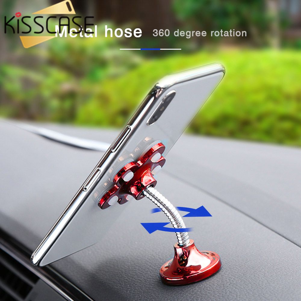 Kissscase 360 회전 범용 전화 홀더 자동차 전화 홀더 데스크 홀더 빨판 스탠드 자동차 지원 voiture telefon tutucu, 1개, 은