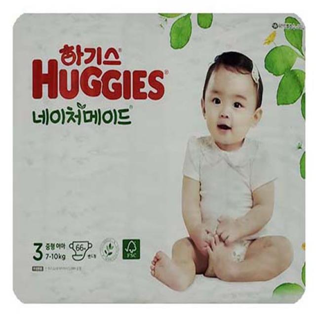 2021 신형 하기스 네이처메이드 밴드형 기저귀 여아용 중형 3단계(7~10kg), 132매