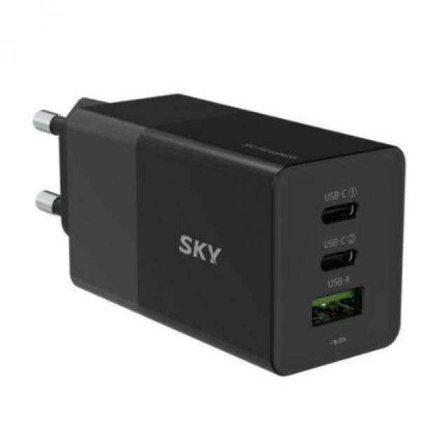 스카이 필 GaN65S USB-PD 고속 3포트 멀티충전기 어댑터 65W ZX-3U10T, 화이트, 1개