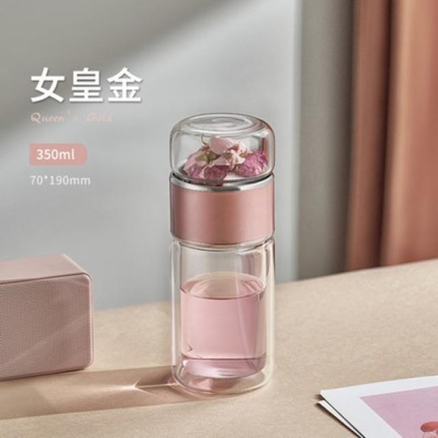 찻잔에 찻물을 타서 이중 유리잔을 분리하다., 가후형 여왕 골드 - 350ml