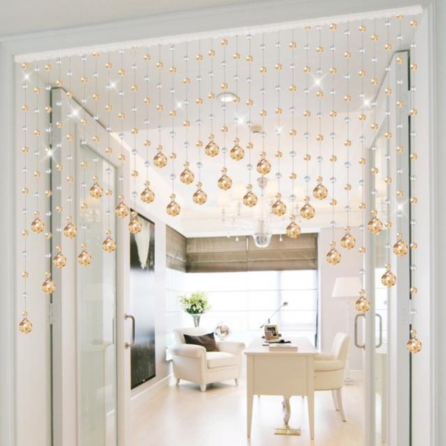 크리스탈비즈발 문발 자 칸막이 커튼 무타공 가정용 응접실이 있다 현관 화장실 맞은편 집 걸이 장식 4607292078, 샴페인 _투명