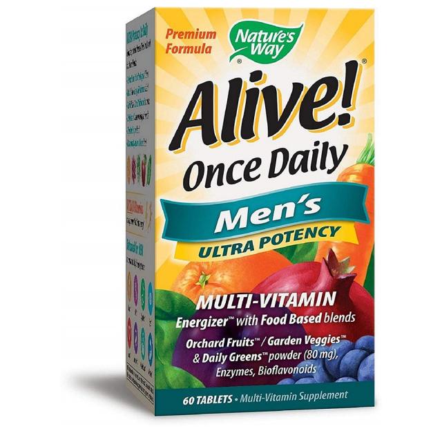 Nature's Way Alive! Once Daily Men's Multivitamin Food-Based Blends 일일 남성종합비타민 혼합물 60정, 1set, 1set