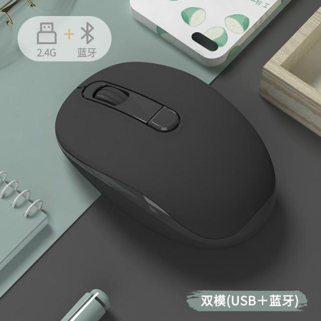 샤오미 마우스 무선 마우스 블루투스 무선 마우스 음소거 충전 식 여자 귀여운 남자는 애플 Xiaomi 레노버 화웨이 HP 착용에, 블랙- 듀얼 모드 충전 버전, 공식 표준