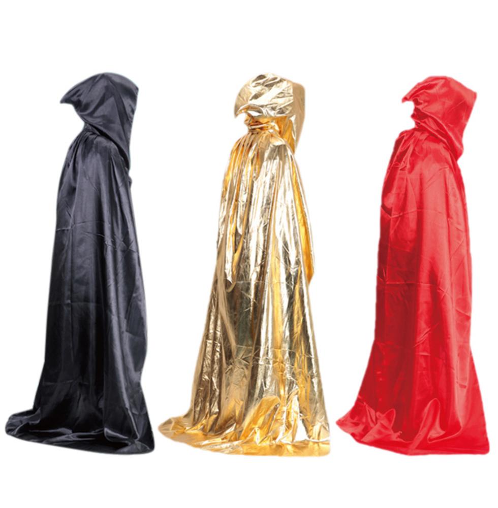 성인 남성 할로윈 악마 죽음 뱀파이어 의상 긴 까마귀 망토 복장 복장 조커 케이프 여성용 후드 망토, 1개, Red