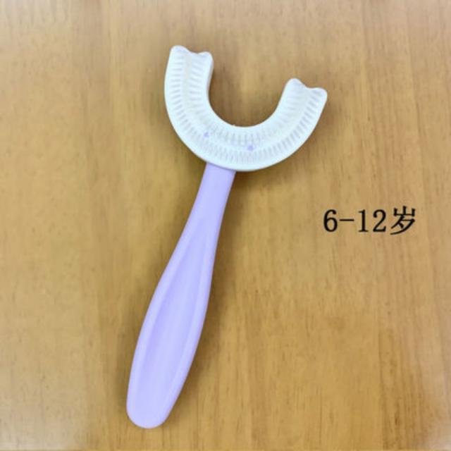 U자형 칫솔 2-12세 실리콘 칫솔신기전기동력 세정, 6-12세수동롱퍼플개