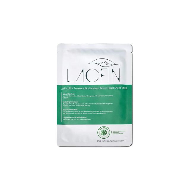 lacfin 과격파 프리미엄 bio-cellulose 되살리다 얼굴 시트 마스크 - ewg 확인 제품 팩 의 3, 3 Pack