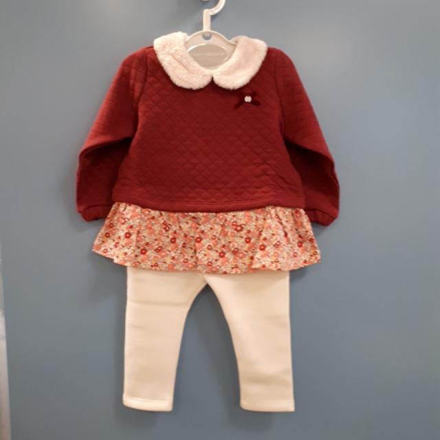 [압소바] 늦가을 겨울 초봄 유아 여아 꽃 배색 삼중지 상하