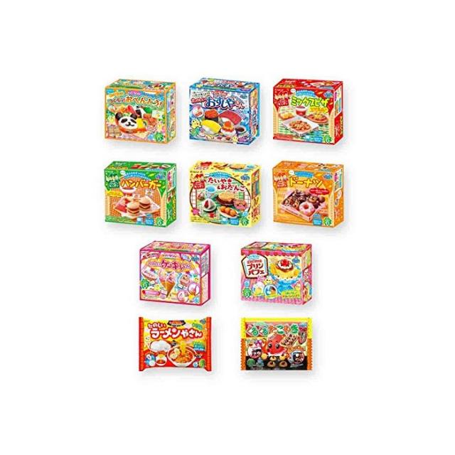 Kracie Japanese DIY Candy Popin Cookin Happy Kitchen Assorted 10 set Doughnut Hamburger Pizza Taiyaki Odango Sushi Bento Pudding Parfait Cake, 1