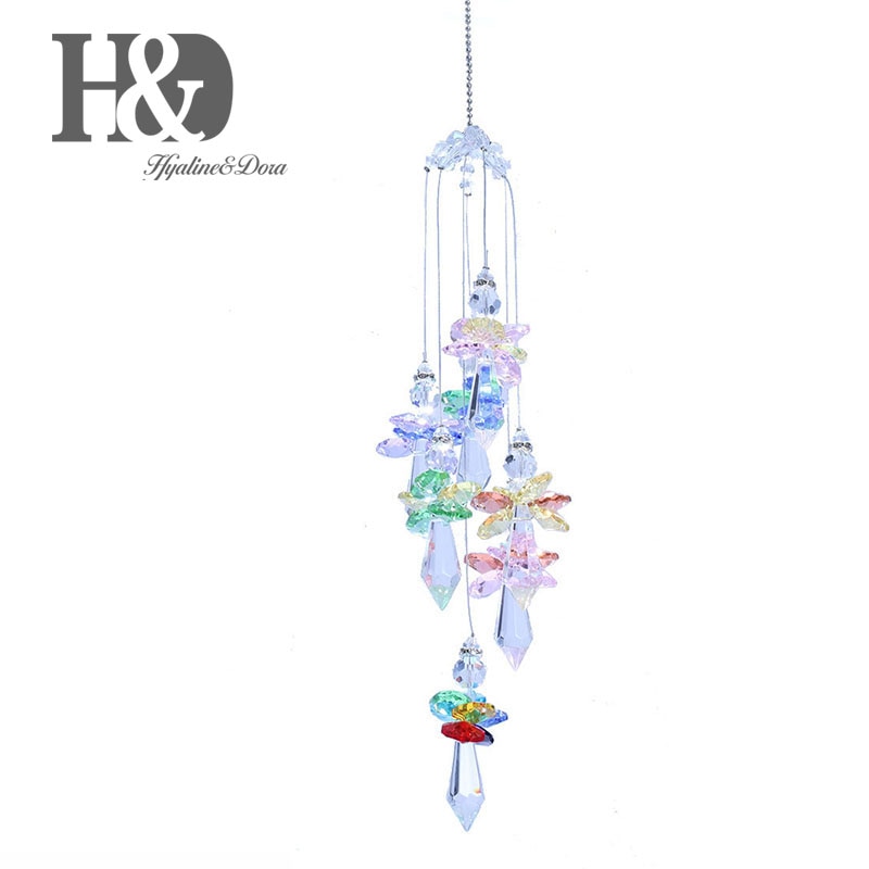 H & d 교수형 크리스탈 수호 천사 창 태양 포수 레인보우 메이커 38mm 고드름 프리즘 펜던트