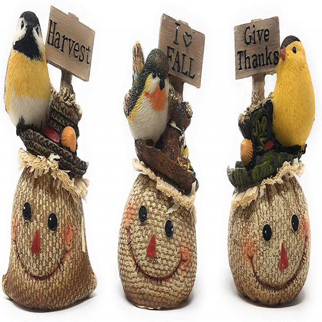 NMT 한나의 세공품 세트 3 탁상 가을 친구 새 가을 표지판 컬렉션 삼베 밀짚 모양 4.5 x 2 x 3 인치 각 - P092207JMNN8GQ2, 기본
