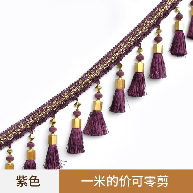 마크라메 뉴타입 커튼 구슬 태슬 레이스 실내 장식 부속품 장식용술을매달은 공장, T03-보라색 1메터 값어치가 있다 재단판매