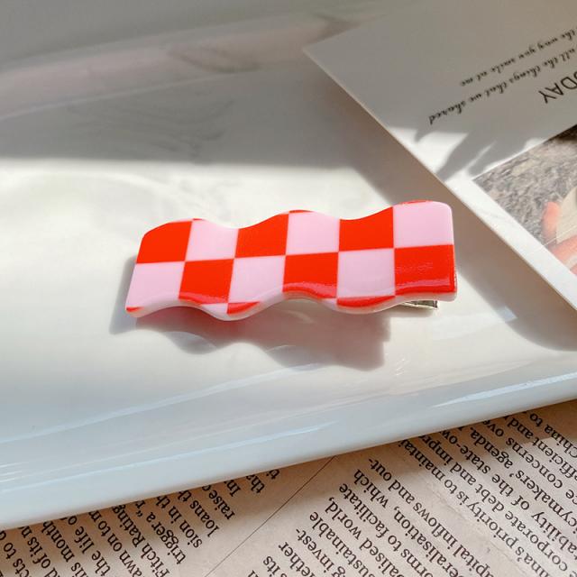 대조적 인 체스 판 사이드 클립 여성의 가을 골판지 앞머리 깨진 머리 간단한 귀여운 머리 장식 조커 헤어 액세서리