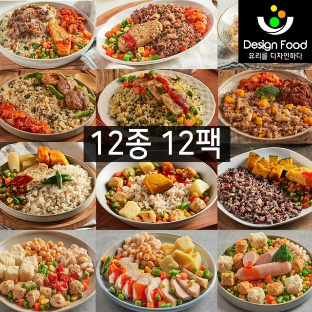 [디자인푸드]맛남주의 맛난식탁도시락 12종 12팩 건강식단 아침 점심 저녁 직장인 한끼식사 식단조절 다이어트 간편식 양많은 맛있는 냉동도시락, 혼합 12종 12팩