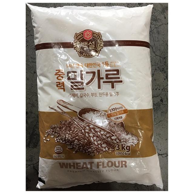 업소용 중력 밀가루 1등 백설 3kg X6개 중력분 식자재 전문 식자제, 1