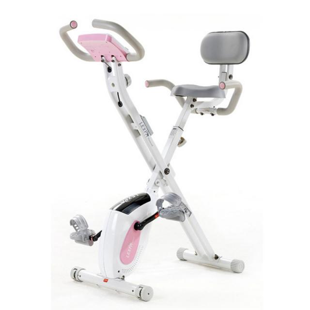 Hweyoung 휴대용 자전거 가정용 접는 운동 운동 자전거 작은 자전거 자전거 운동기구 실내 운동 음소거, 하나, 핑크 화이트 로프없이 심박수없이 측정 기능