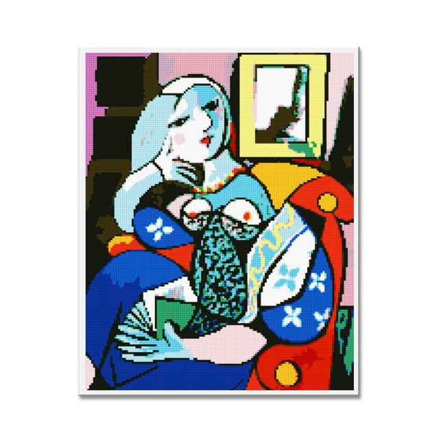 모모픽스 보석십자수 40x50cm 캔버스액자, DH02 피카소 책을 든 여인