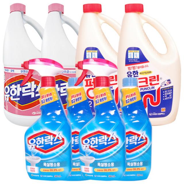 유한락스 후로랄 2L+펑크린 2L+욕실세정제 500+500ml, 2세트