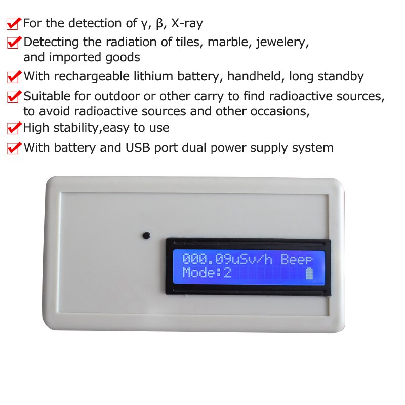 가이거 카운터 핵 방사선 검출기 전문 베타 감마 x 선 y 선 b 선 튜브 선량계 대리석 방사성 모니터, 1개