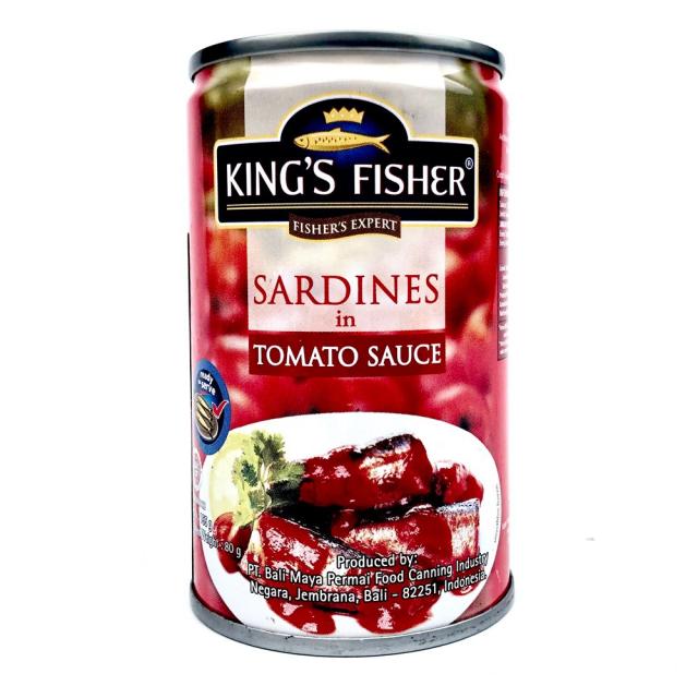 아시아푸드 킹스피셔 정어리 통조림 (토마토소스) KING'S FISHER SARDINES TOMATO SAUCE, 1개, 155g