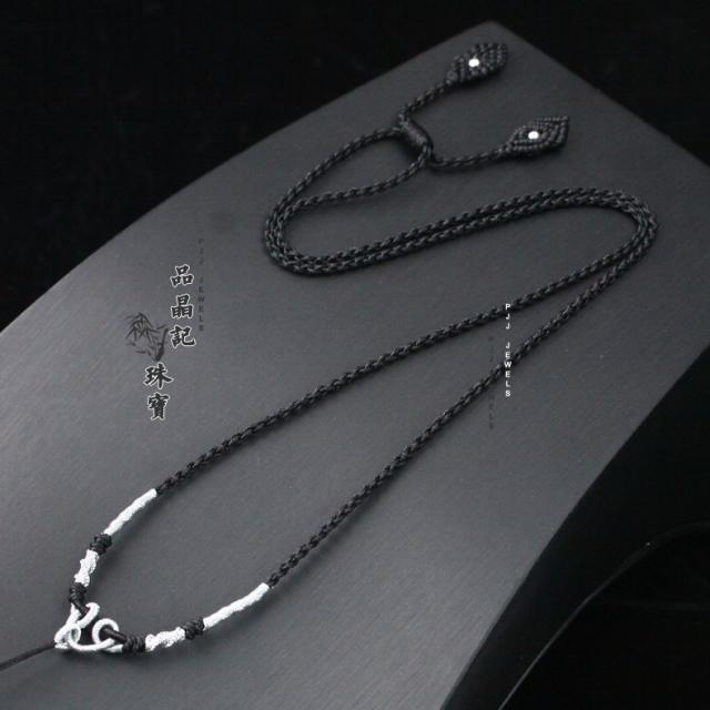 아유네 비취목걸이 손뜨개질 밀랍 옥패 불식 펜던트줄 장신구 에스닉 무드 걸개 밧줄