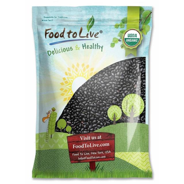 (미국직배) Food to Live 블랙 터틀빈 (검정 강낭콩 일종 ) 4.54Kg Organic Black Turtle Beans, 10 Pounds - Dried