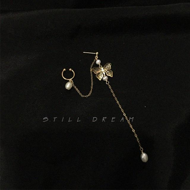 어반30 진주 귀걸이 스틸드림 디자인 소중복고 프렌치 버터플라이 이어링 여