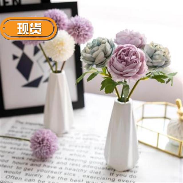 디스코 화병인테리어소품 꽃병인테리어소품 화병장식품 침실 창문블라인드 엔틱한디자인 창문수대 홈실 독창적 전기 0 뇌위 테이블, 모란 화이트 2수국난 2