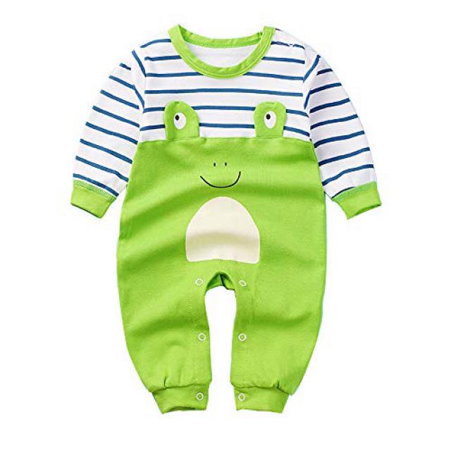 SeClovers Baby Cute Frog Jumpsuit-Toddler Stripe Bodysuit Pajamas BY39 Green SeClovers 아기 귀여운 개구리 낙하, null세트