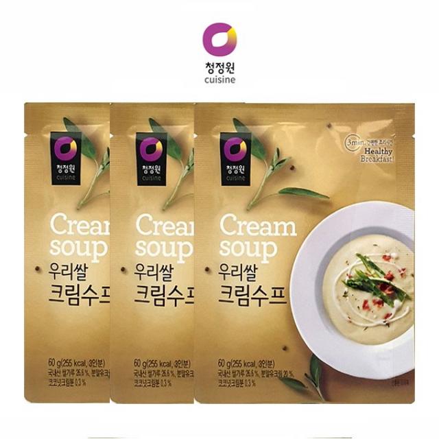 바쁜아침 간단히!! 청정원 우리쌀 크림수프60g 스프 간편조리 즉석식품 고소한 맛, 3개