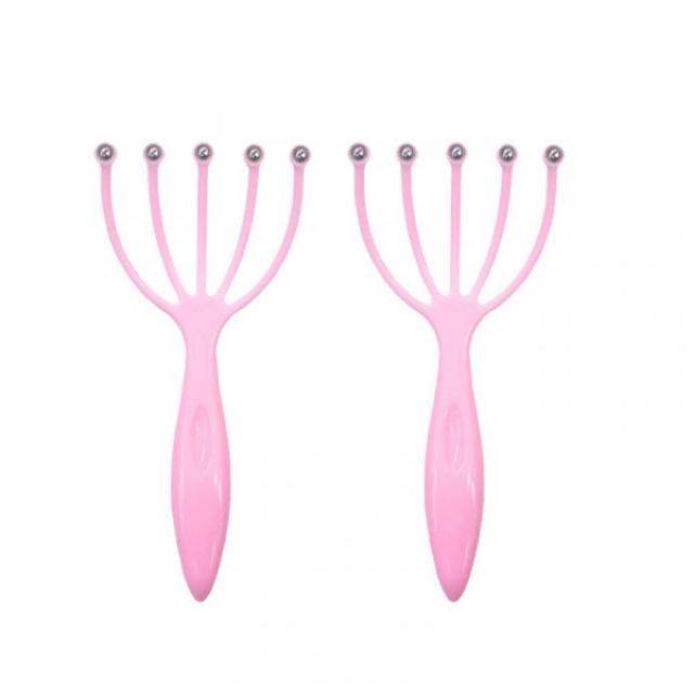 앞뒤가능 마사지건 두피가려울때 셀프마사지도구 시원한마사지 두피샴푸브러쉬 탈모에도움되는 두피각질제거하기 부모님마사지해주기 두피마사지기 문어발 공부하다사용하는 조용한 셀프로근육풀기, 단일사이즈, 5섹션 핑크두개