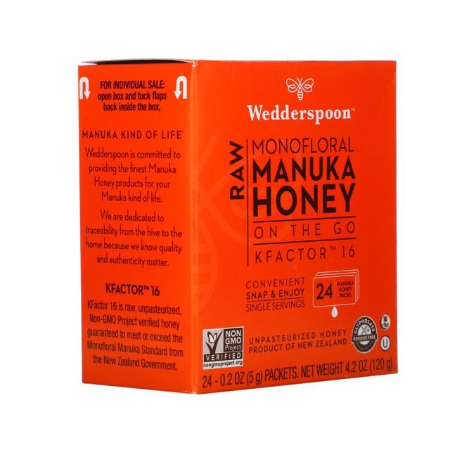 Wedderspoon Manuka Honey On The Go 웨더스푼 로우 단일화 마누카허니 온더고 24패킷 각5g 1개