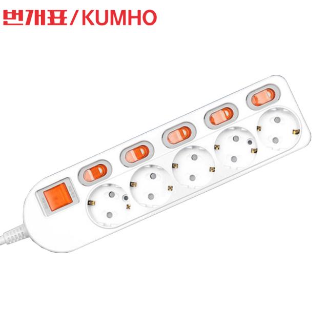 금호전기 번개표 국산 5구 3m 개별 멀티탭 멀티코드 멀티콘센트