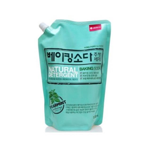 HUQ (박스판매)LG 퐁퐁 베이킹소다 주방세제 리필 1200ml x 10개(1box) 천연주방세제/세탁세제/대용량주방세제/프릴주방세제/친환경주방세제/1종주방세제/액체세제/퐁퐁/천연세제/섬유유연제, 단일 수량