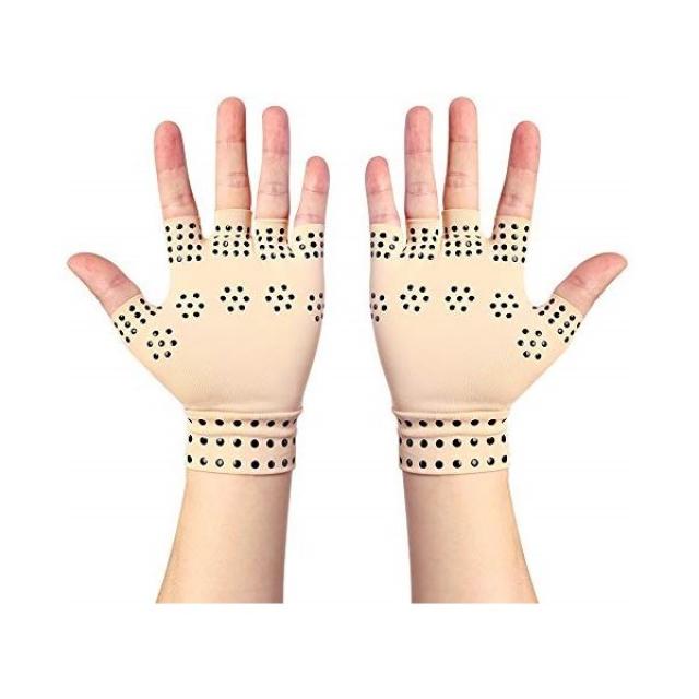 자석이있는 관절염 방지 장갑 류머티즘 손 통증 건강 압축 요법 아픈 손 진정, Haut farben