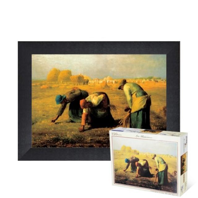 퍼즐피플 직소퍼즐 명화, 이삭줍기 150피스 액자포함(우드블랙), 150p