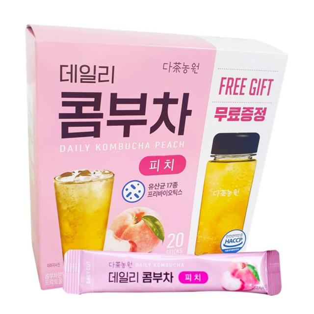 노브랜드 다농원 데일리 콤부차 피치 분말 20개입 보틀 무료 GIFT 콤푸차