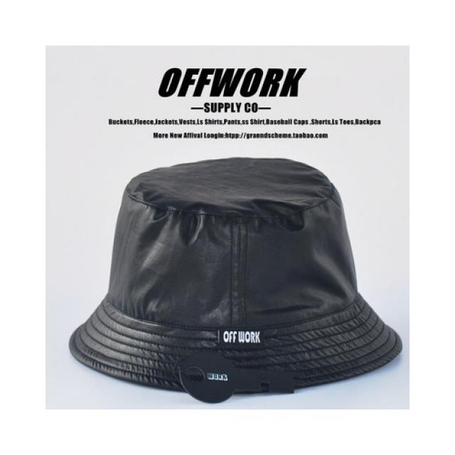 [해외]여성악세사리 OFFWORK 거리 타이드 브랜드 어부의 모자 버킷 모자 기본 모델 전체 가죽 모자 웃음 냄비